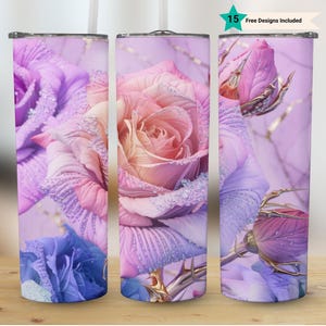 3D Pink Roses Floral Tumbler Wrap , 20 oz Skinny Tumbler Sublimation Design, Flowers Tumbler Wrap, Instant Digital Download PNG