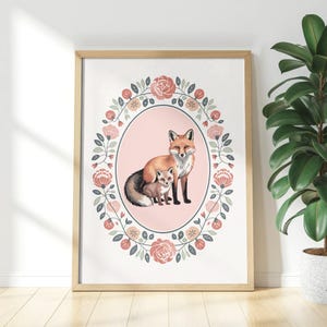 Forest Animal Nursery Decor, Fox Wall Art, Nursery Printable Wall Art, Watercolor Fox Prints, Digital Wall Art, Whimsical Wall Art