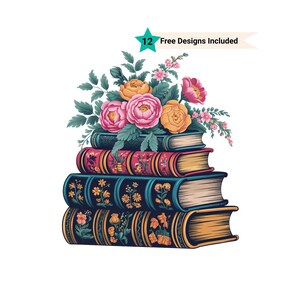 Bookshelf Clipart, Bookworm Clipart, Book Lover Clipart, Bookcase Clipart, Watercolor Clipart, Bookshelf Watercolor, Floral Book Clipart