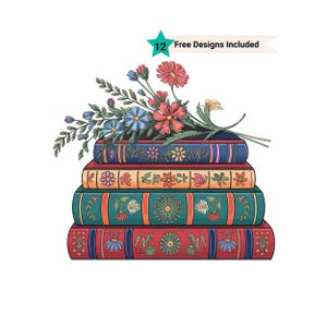 Bookshelf Clipart, Bookworm Clipart, Book Lover Clipart, Bookcase Clipart, Watercolor Clipart, Bookshelf Watercolor, Floral Book Clipart