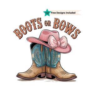 Boots Or Bows Gender Reveal PNG, Retro Cowgirl Cowboy Shower Reveal Party PNG, Western Sublimation, Rodeo Country Design