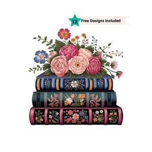 Bookshelf Clipart, Bookworm Clipart, Book Lover Clipart, Bookcase Clipart, Watercolor Clipart, Bookshelf Watercolor, Floral Book Clipart