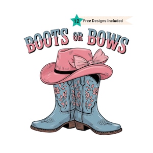 Boots Or Bows Gender Reveal PNG, Retro Cowgirl Cowboy Shower Reveal Party PNG, Western Sublimation, Rodeo Country Design