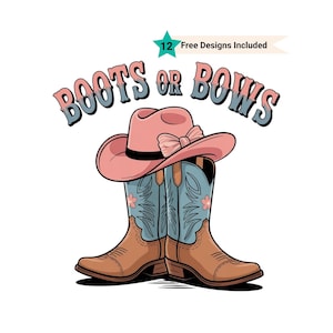 Boots Or Bows Gender Reveal PNG, Retro Cowgirl Cowboy Shower Reveal Party PNG, Western Sublimation, Rodeo Country Design