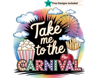 Take me to the Carnival Sublimation Design PNG Digital Download , County State Fair Country Rides png, Neon Ferris Wheel, Fall Autumn Design