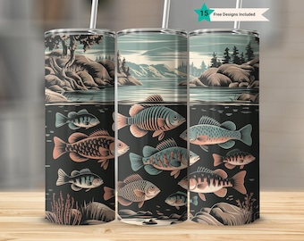 Seamless Fishing Tumbler Wrap PNG, Fisherman Aesthetic, 20 oz Tumbler Wrap, Dad Tumbler Wrap, Fishing PNG, Tumbler Wrap for Men