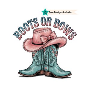 Boots Or Bows Gender Reveal PNG, Retro Cowgirl Cowboy Shower Reveal Party PNG, Western Sublimation, Rodeo Country Design