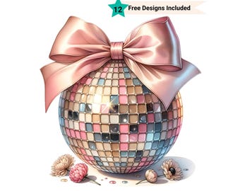 Disco Ball Png, Pink Coquette Bow Png, Pink Disco Ball, Coquette Disco Ball, Pink Bow Png, Pink Coquette Png, Sublimation Design