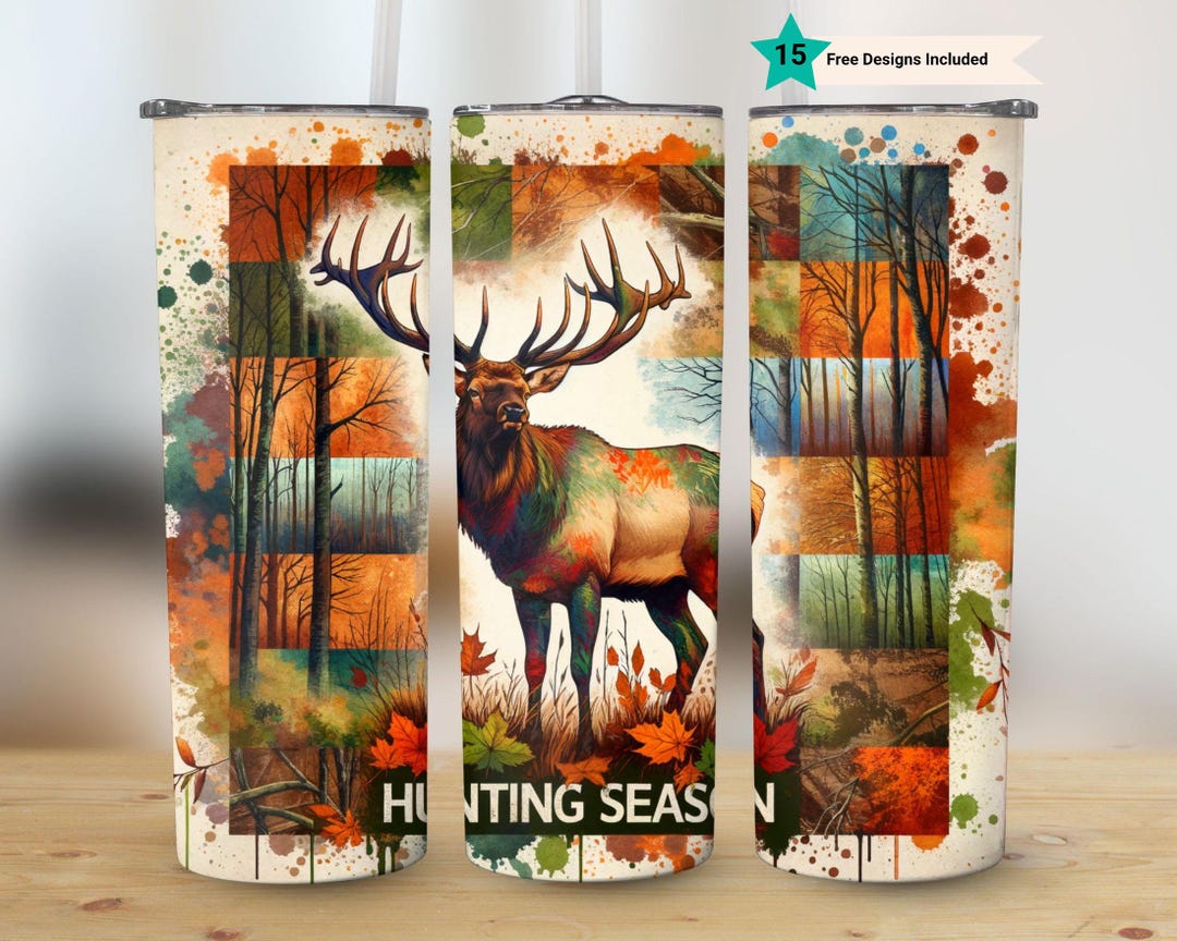 Seamless Camo Deer Elk Hunting Season Tumbler Wrap 20oz Sublimation ...