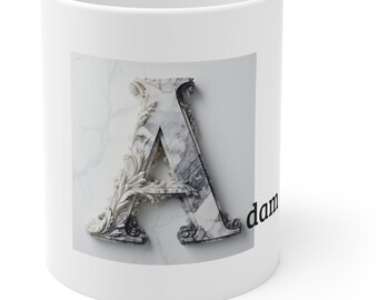 Personalized Mug A, B, C, D, E, F, G, H, I, J...ceramic Mug 11oz In Marble; Gift For Him Or Her Coworker, Retiree, Divorcee