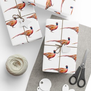 Pheasant Design Wrapping Papers, hand drawn design, mens gift wrap, hunter gift, outdoorsman gift wrap image 5