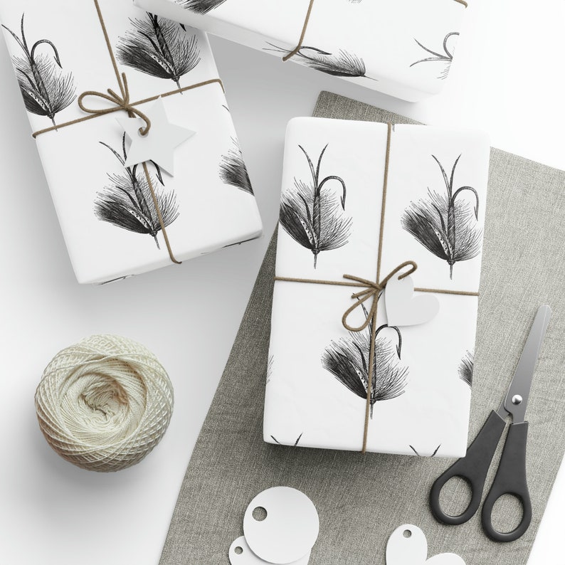Fly Fishing Lure Wrapping Papers, fishing theme gift, mens gift wrap, sportsman giftwrap,3 sizes, custom design image 9