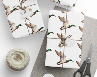 Mallard Duck Wrapping Paper, gift wrap, father gift wrap, hunter, male gift wrap, boy birthday gift wrap,