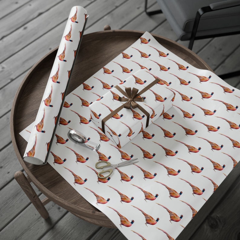 Pheasant Design Wrapping Papers, hand drawn design, mens gift wrap, hunter gift, outdoorsman gift wrap image 9