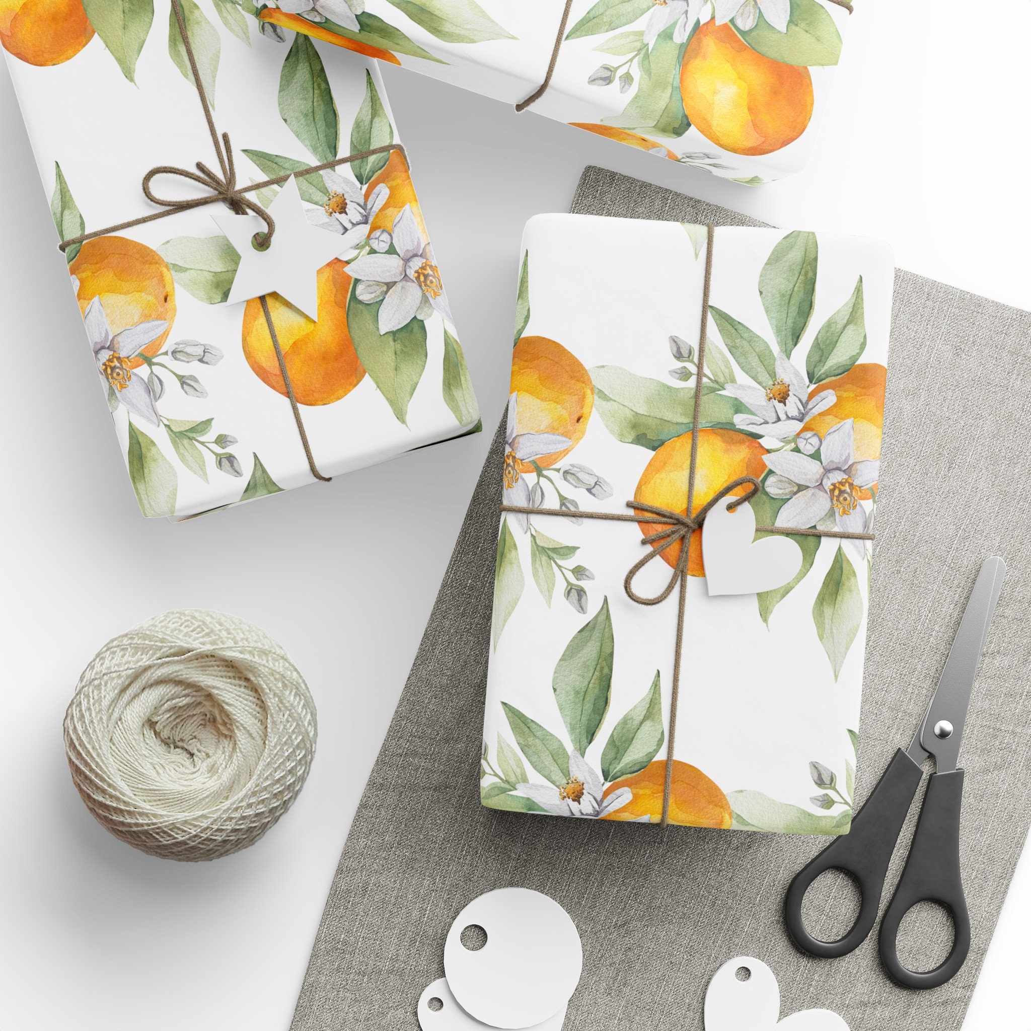 Orange Blossom Illustration Wrapping Papers, Birthday Wrapping Papers ...