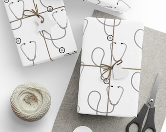Stethoscope Design Wrapping Papers, Medical school graduation, gift for Doctor, Gift wrap, minimalist