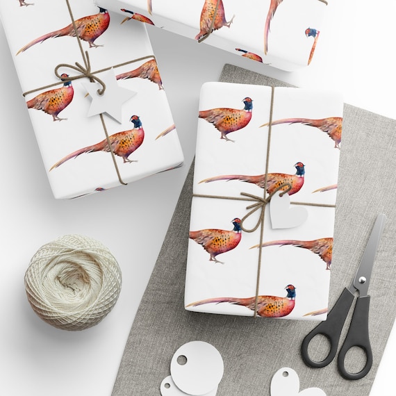 Pheasant Design Wrapping Papers, hand drawn design, mens gift wrap, hunter gift, outdoorsman gift wrap