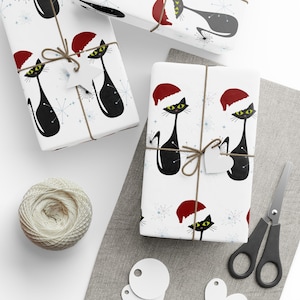MCM Black Cat Christmas Wrapping Papers, Mid Century Modern Christmas, Vintage Christmas, Retro