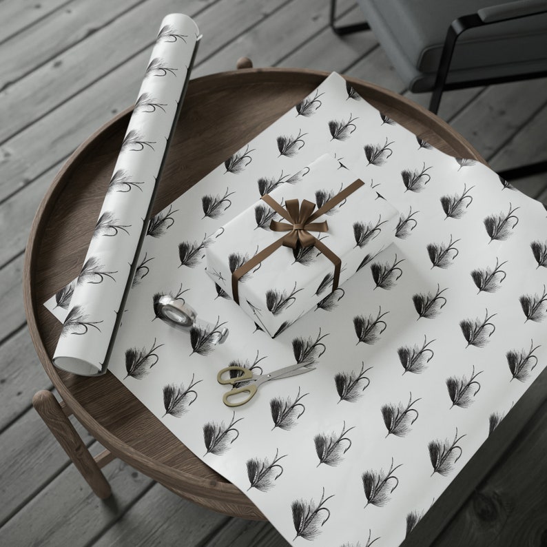 Fly Fishing Lure Wrapping Papers, fishing theme gift, mens gift wrap, sportsman giftwrap,3 sizes, custom design image 10