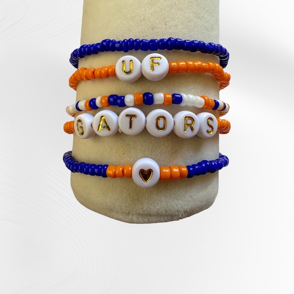 Customized Gator Bracelet | Florida Gators Bracelet | Bracelet Stack | FL Seed Bead Bracelet Stack