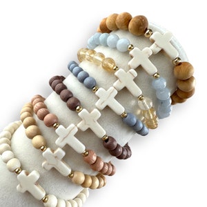 White Turquoise Cross Bead Bracelets | Cross Bracelets | Beaded Bracelet