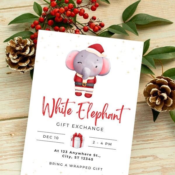 White Elephant Invitation | Secret Santa | Gift Exchange | Digital Invitation