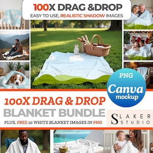 Blanket Mockups Fleece Sherpa Velveteen Plush Microfiber Minky Blanket Mockup Bundles Canva Template Drag and Drop Mockups Bundle