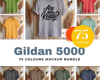 ギルダン5000 Tシャツモックアップ ギルダンTシャツモックアップ 吊り下げTシャツモックアップ 白Tシャツモックアップ 黒シャツモックアップバンドル PODモックアップテンプレート