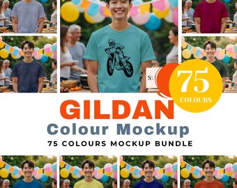 アジア人モデルのモックアップTシャツギルダンカラー誕生日モックアップパーティーモックアップネイビーTシャツギルダンカラーモックアップバンドル男性モデルのモックアップ屋外