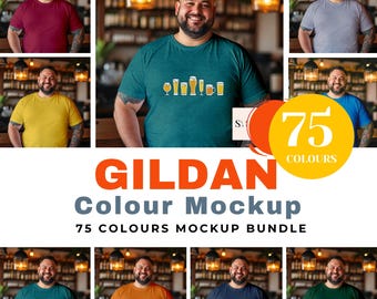メンズTシャツモックアップ、メンズモックアップ、メンズモデルモックアップ、メンズブラックTシャツモックアップ、プラスサイズメンズギルダン5000 Tシャツモックアップバンドル