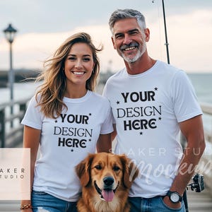 couple t shirt mockup for etsy listing mockup Matching Couple Outfits Mockup matching duo shirts mockups couple shirt white tee shirt mockup
