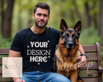 man mockups shirt for man with dog tshirt mockup dog lover teeshirts natural mockup shirt animal mockup men with dogs walker mockup for etsy