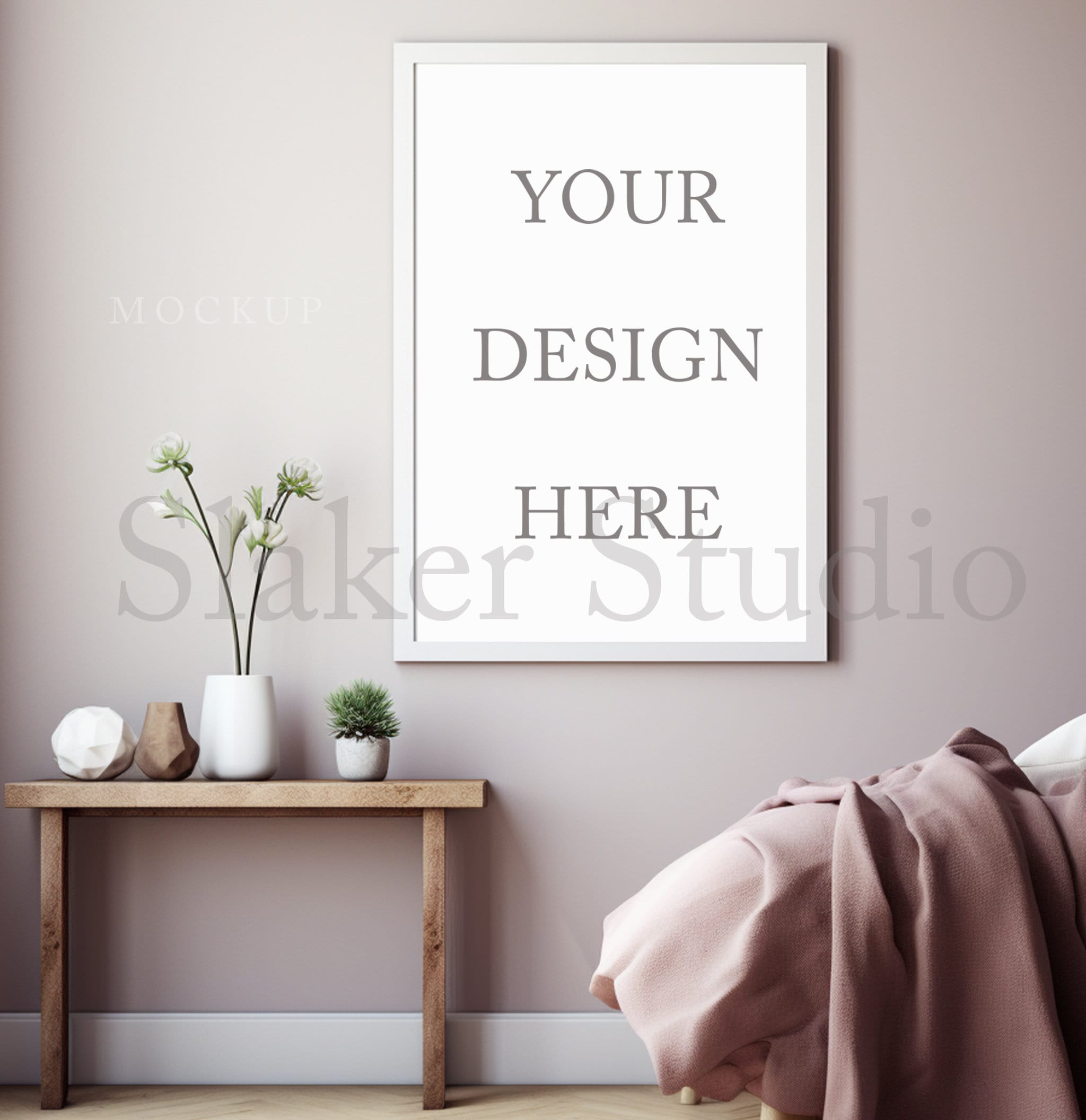 Girl Bedroom Wall Art Mockup Bundles, Digital Mockup, Vertical Frame