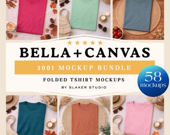 Bella Canvas Tシャツモックアップバンドル、フラットレイモックアップ、Tシャツモックアップ、折り畳みTシャツモックアップバンドル、PODホワイトTシャツモックアップ、ブラックシャツモックアップ