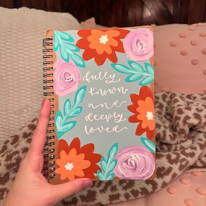 Christian Journal | Hand painted | fully known and deeply loved | spiral journal | Christian gifts | Sermon notes journal | Bible notebook