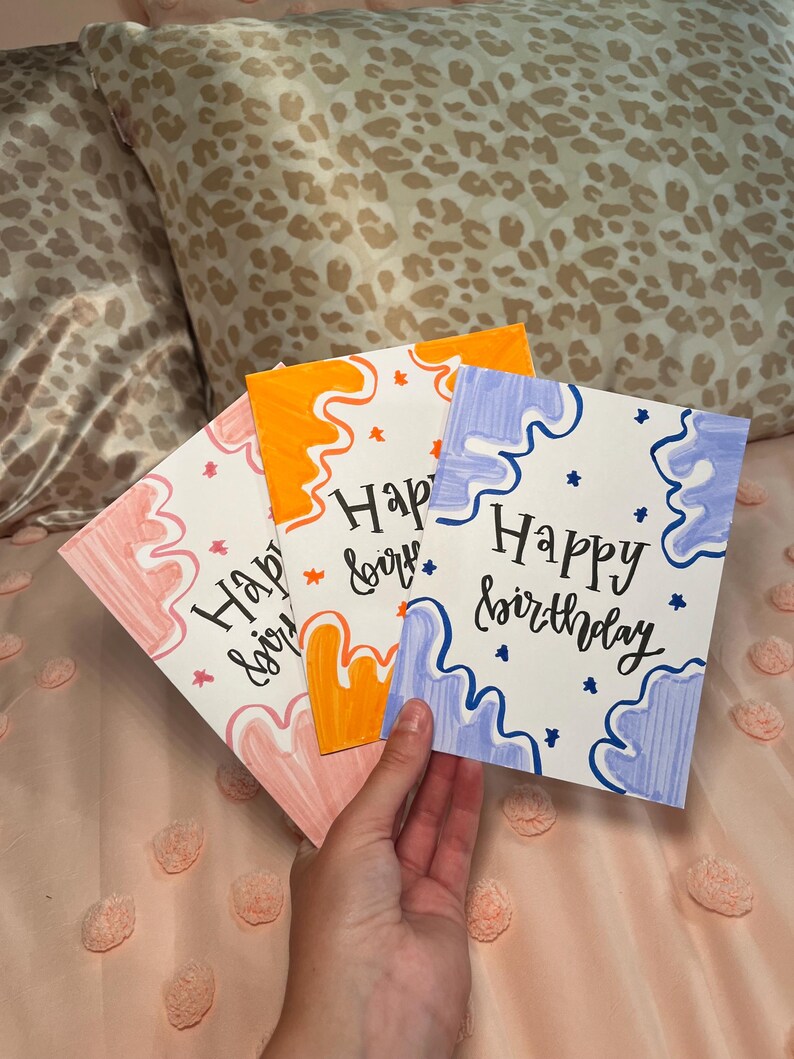 Set of 3 Birthday Cards - Two Tone Theme - Birthday Card Pack ...