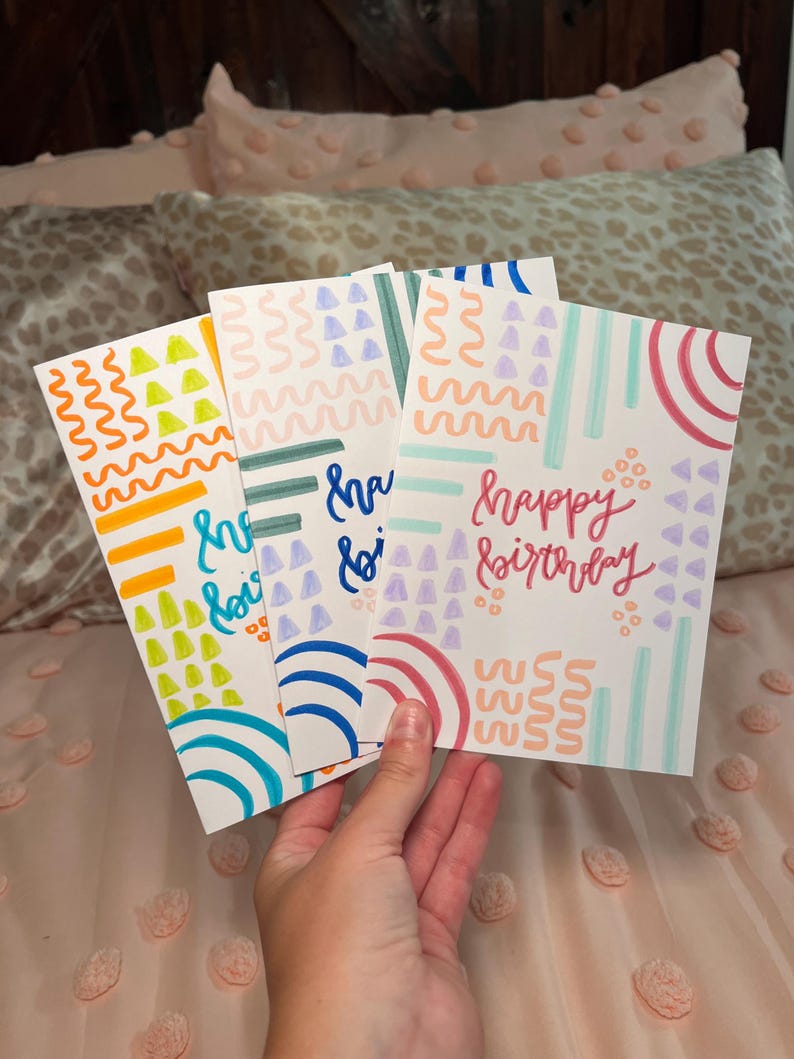 Set of 3 Birthday Cards - Abstract Theme - Birthday Card Pack ...
