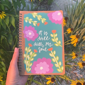 Christian Journal | Hand painted | It is well with my soul | spiral journal | Christian gifts | Sermon notes journal | Bible notebook