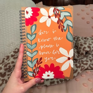 Christian Journal | Hand painted | Jeremiah 29:11 | spiral journal | Christian gifts | Sermon notes journal | Bible notebook