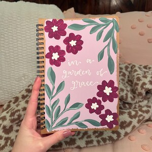 Christian Journal | Hand painted | in a garden of grace | spiral journal | Christian gifts | Sermon notes journal | Bible notebook