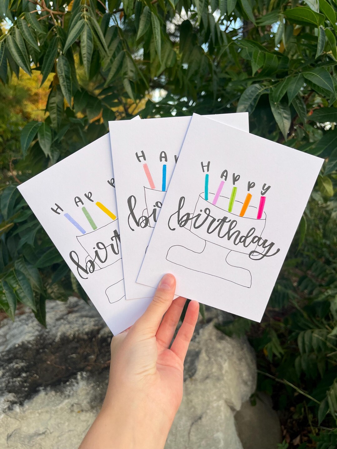 Set of 3 Birthday Cards - Cake Stand Theme - Birthday Card Pack ...