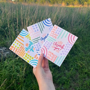 Set of 3 thank you cards - abstract theme - thank you card pack - handmade thank you cards - card assortment - thank you card variety pack