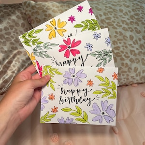 Set of 3 birthday cards - floral theme - birthday card pack - handmade birthday cards - card assortment - birthday card variety pack