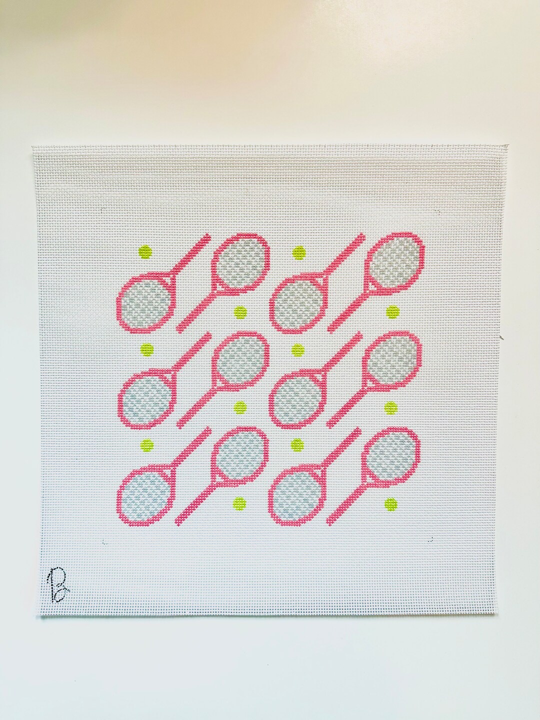 Tennis Rackets Needlepoint Canvas Handpainted Summer Spring Sport ...