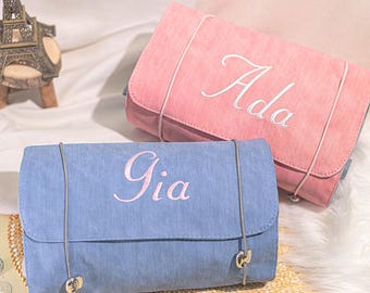 Large Capacity Makeup Bag for Women Personalized Cosmetic Bag Custom Expandable and foldable Toiletry Bag Bridal Shower Gift Bridesmaid Gift