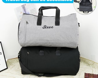 Personalized Garment Bag, Gifts for Husband, Embroidered Men's Bag, Groomsmen Gift, Monogram Duffle Bag, Overnight Bag, Assembled Travel Bag