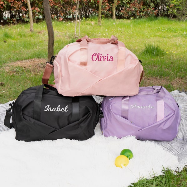 Personalized Travel Bag for Women, Bridesmaid Bag, Weekender Bag, Anniversary Gift, GYM Travel Bag, Embroidered embroidery Duffle Bag