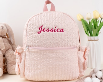 Personalized Girls Pink Backpack: Preppy Kids School Bookbag, Toddler School Bag
