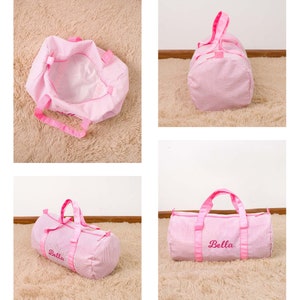 Personalized Baby Duffle Bag, Monogram Seersucker Kid Travel Bag, Kids Duffel Bag, Toddler Diaper Bag, Child Gifts, Overnight Bag, Dance Bag image 10