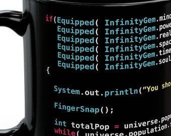 Tazza Gemme dell'Infinito / Programmatore divertente / Programmazione JavaScript / Geek / Sviluppatore di software